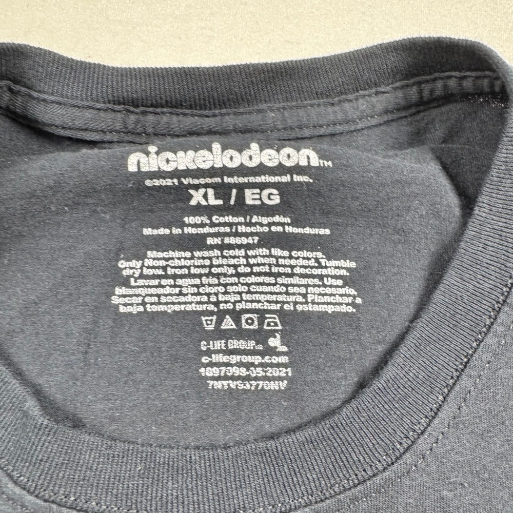 Nickelodeon 90s Cartoon Graphic Crop Top Black XL Rugrats Hey Arnold Boxy Tee - Picture 3 of 5